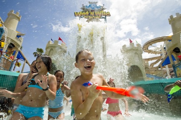 On June 2, 2012, Wet ‘n Wild Orlando celebrated the grand opening of its newest attraction, Blastaway Beach - a family-friendly, sandcastle-themed water playground. It is the largest water playground of its kind in Florida and Wet ‘n Wild’s first new attraction in over four years. Built around a sandcastle rising 60-feet high, Blastaway Beach spans an acre and features 15 slides and expands across two pools with 160 soakers, jets, waterfalls and water cannons. Photo Wet 'n Wild Orlando