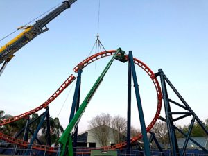 24 Ice Breaker Track Installation Final track section installed on SeaWorld Orlando’s Ice Breaker