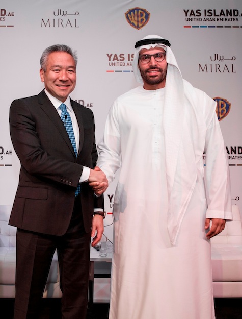 His Excellency Mohamed Khalifa Al Mubarak with Kevin Tsujihara