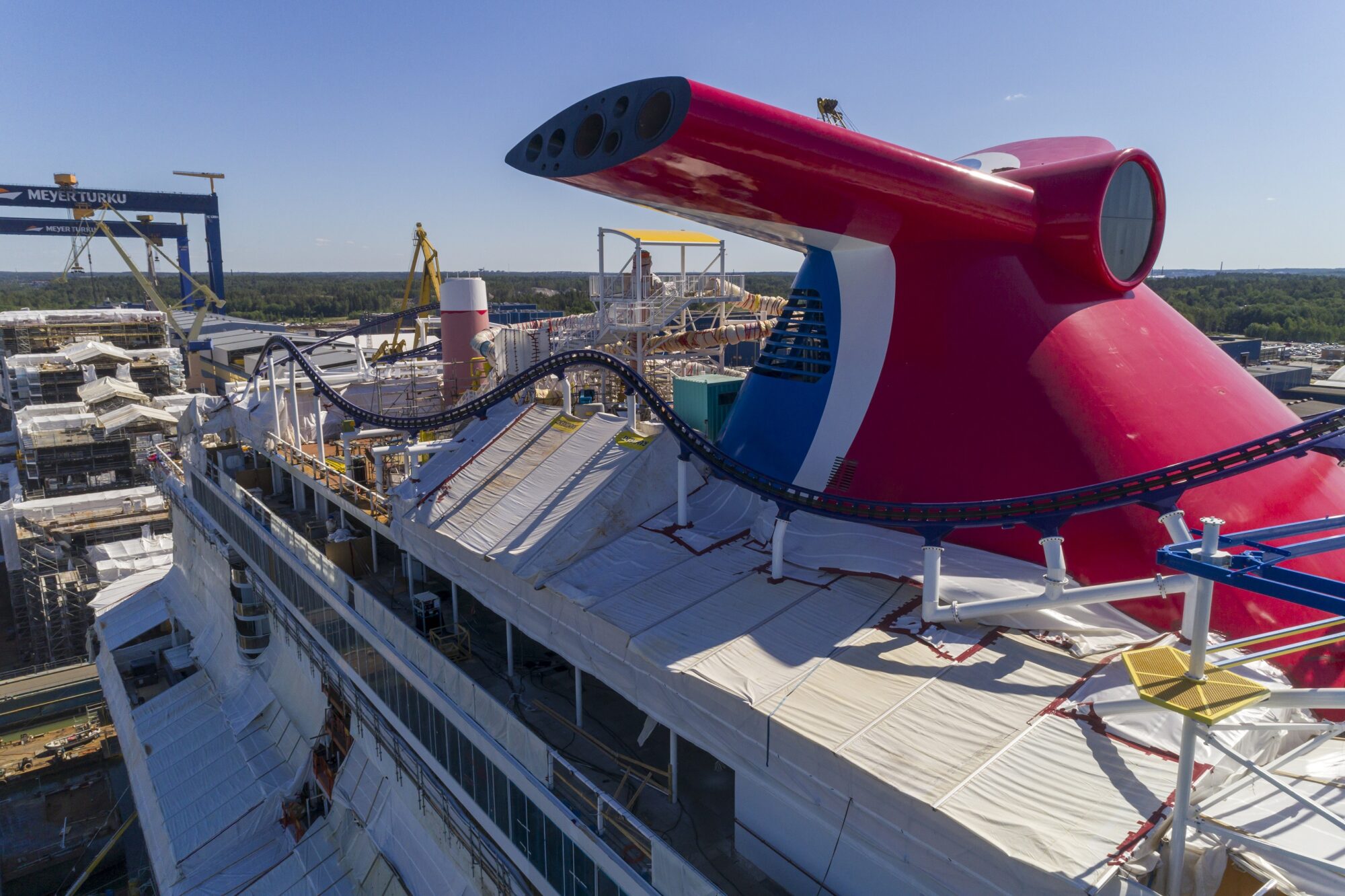 Mardi Gras Ship construction progressing containing Bolt Coaster