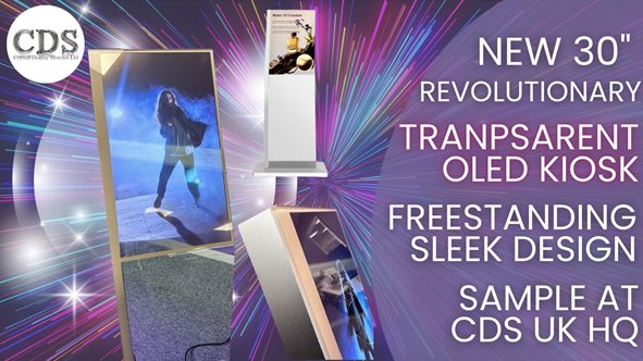 Crystal Display Systems Unveils Revolutionary 30 Inch Transparent OLED Freestanding Kiosk